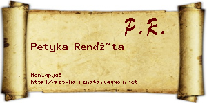 Petyka Renáta névjegykártya