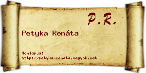 Petyka Renáta névjegykártya